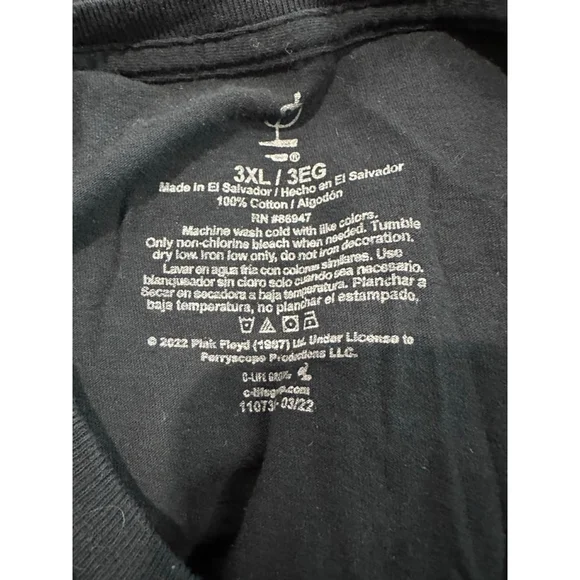 Men's C-Life Group Pink Floyd Black 3XL Graphic Tee - Picture 3 of 3